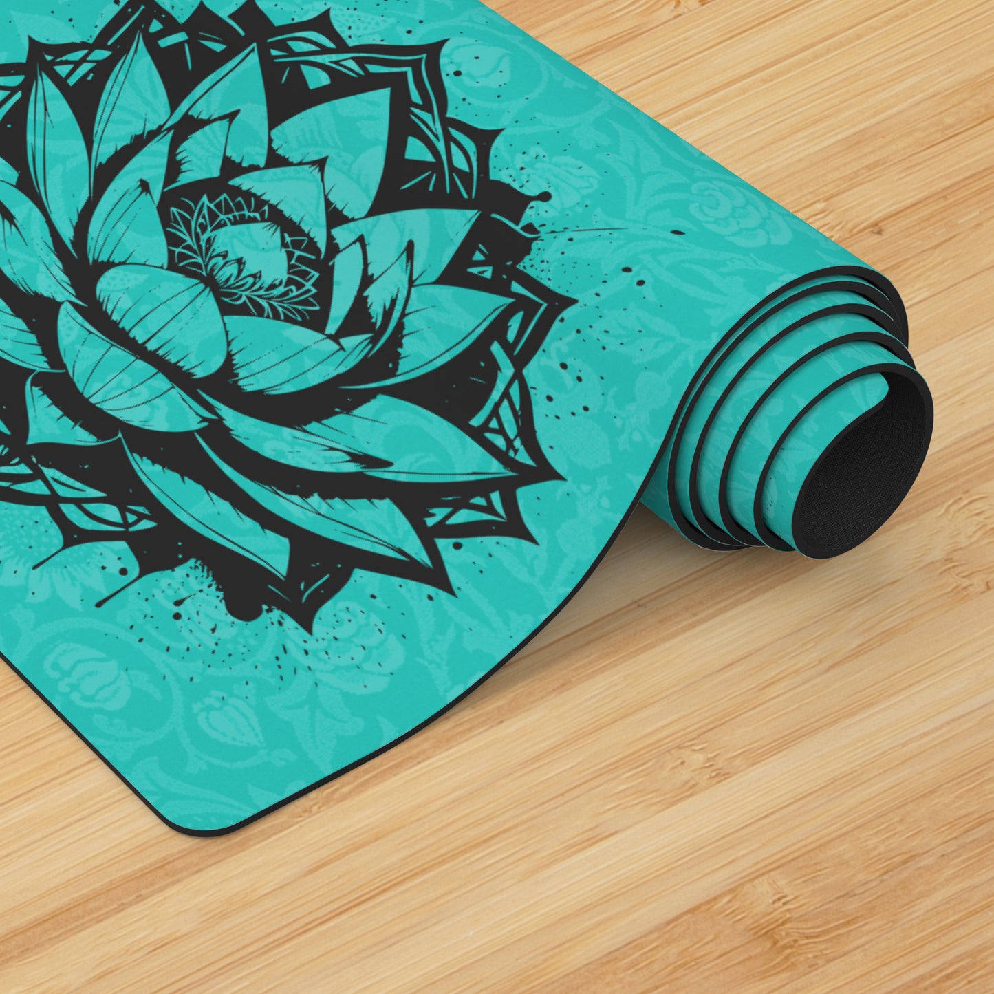 Lotus Flower - Cyan/Black