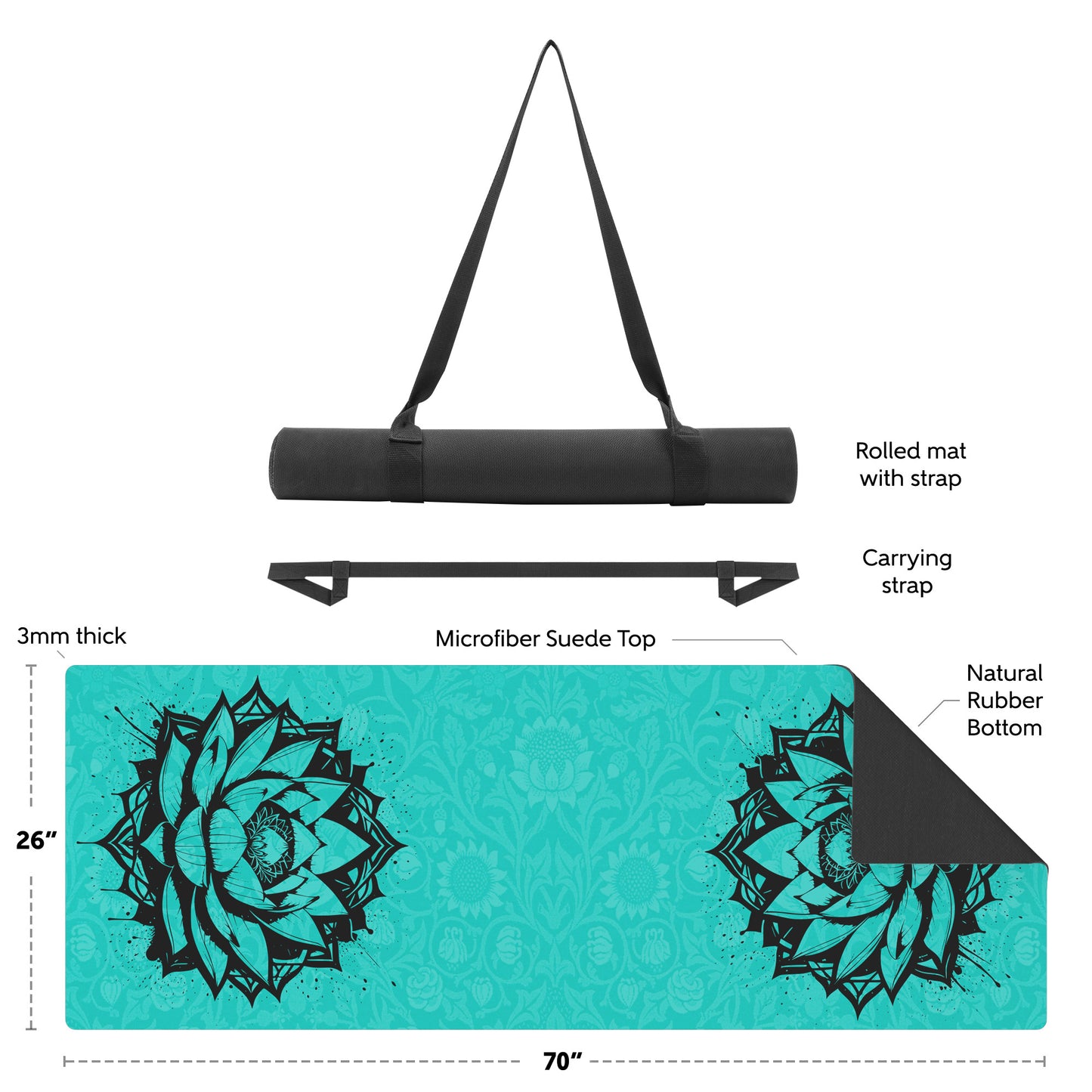 Lotus Flower - Cyan/Black