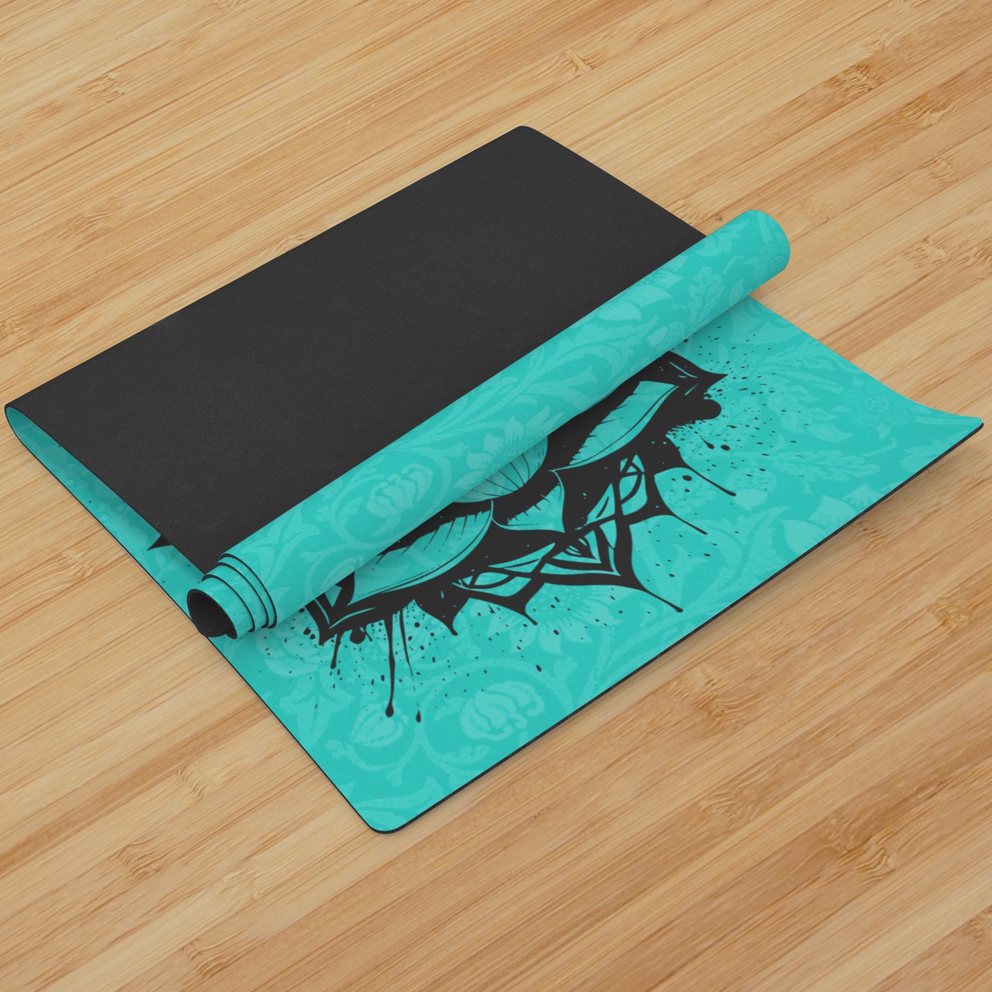 Lotus Flower - Cyan/Black